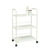 Metal trolley table of three heights in white